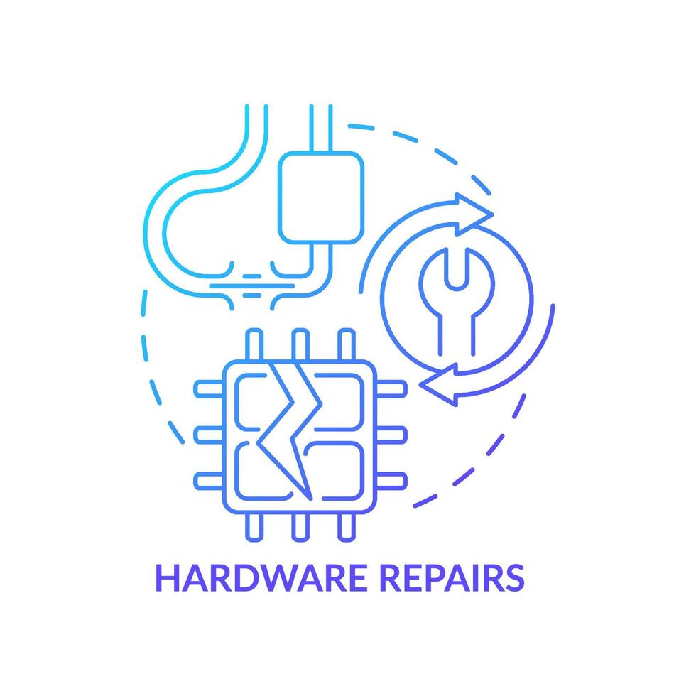 Hardware repair blue gradient concept icon. Physical breakdown, recovery. Type of repair abstract idea thin line illustration. Isolated outline drawing vector