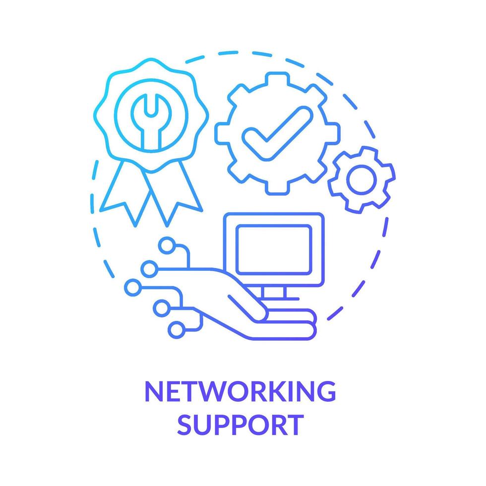 Networking support blue gradient concept icon. Device communication. Type of repair abstract idea thin line illustration. Isolated outline drawing vector