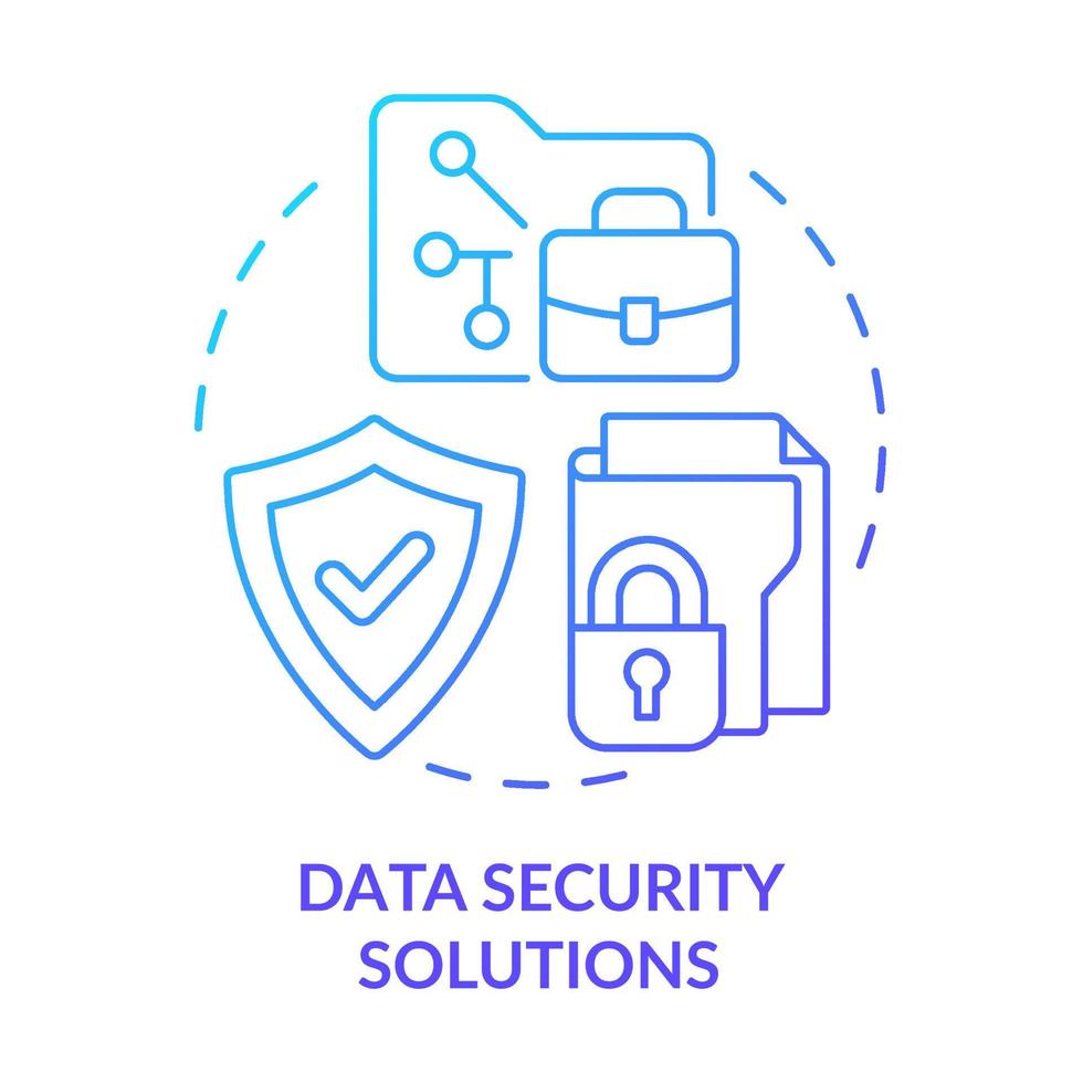 Data security solutions blue gradient concept icon. Computer services for business abstract idea thin line illustration. Isolated outline drawing vector