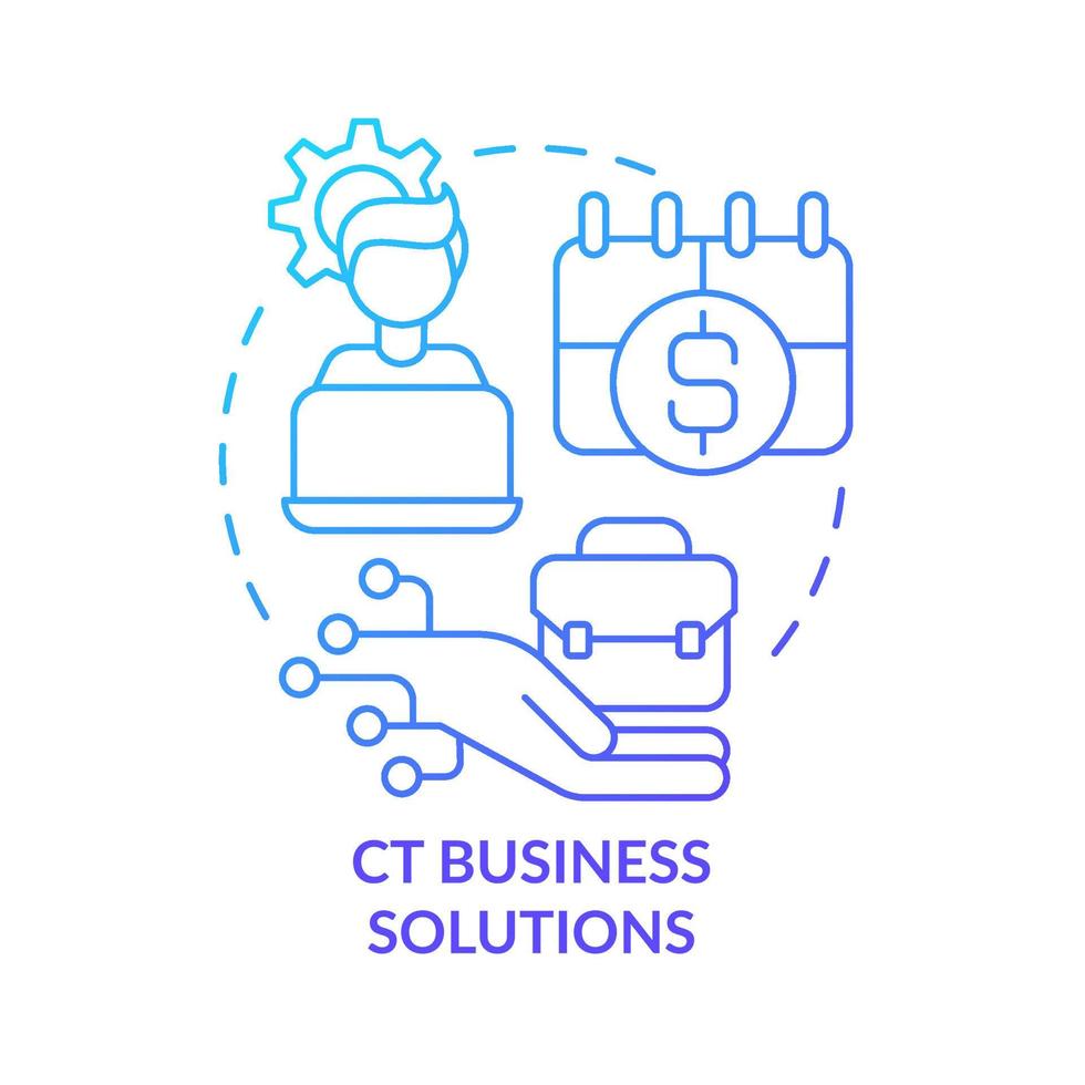 CT business solutions blue gradient concept icon. Computer services for business abstract idea thin line illustration. Isolated outline drawing vector