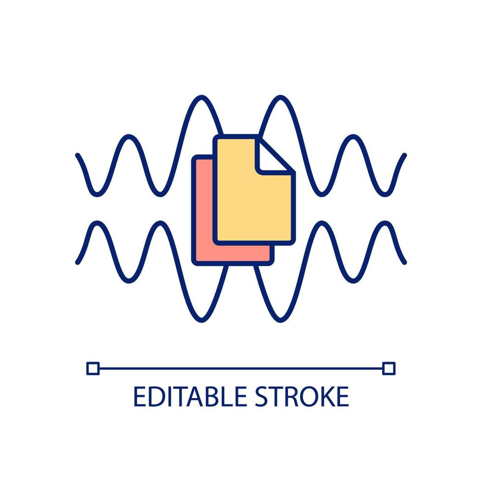 Data transmission RGB color icon. File extensions for telecommunication services. Information channel. Isolated vector illustration. Simple filled line drawing. Editable stroke.