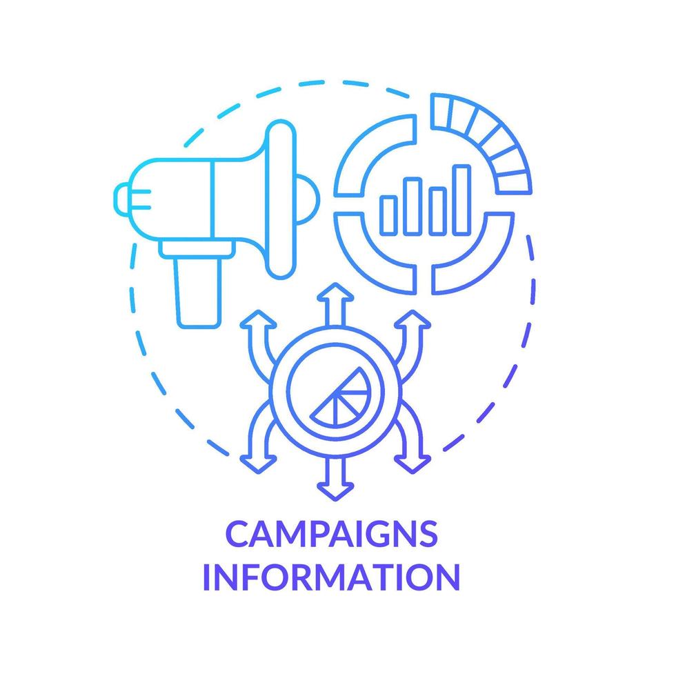 Campaigns information blue gradient concept icon. Control channels of advertisement abstract idea thin line illustration. Isolated outline drawing. vector