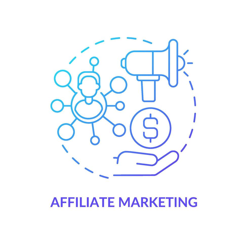 Affiliate marketing blue gradient concept icon. Business partnership for growth abstract idea thin line illustration. Isolated outline drawing. vector