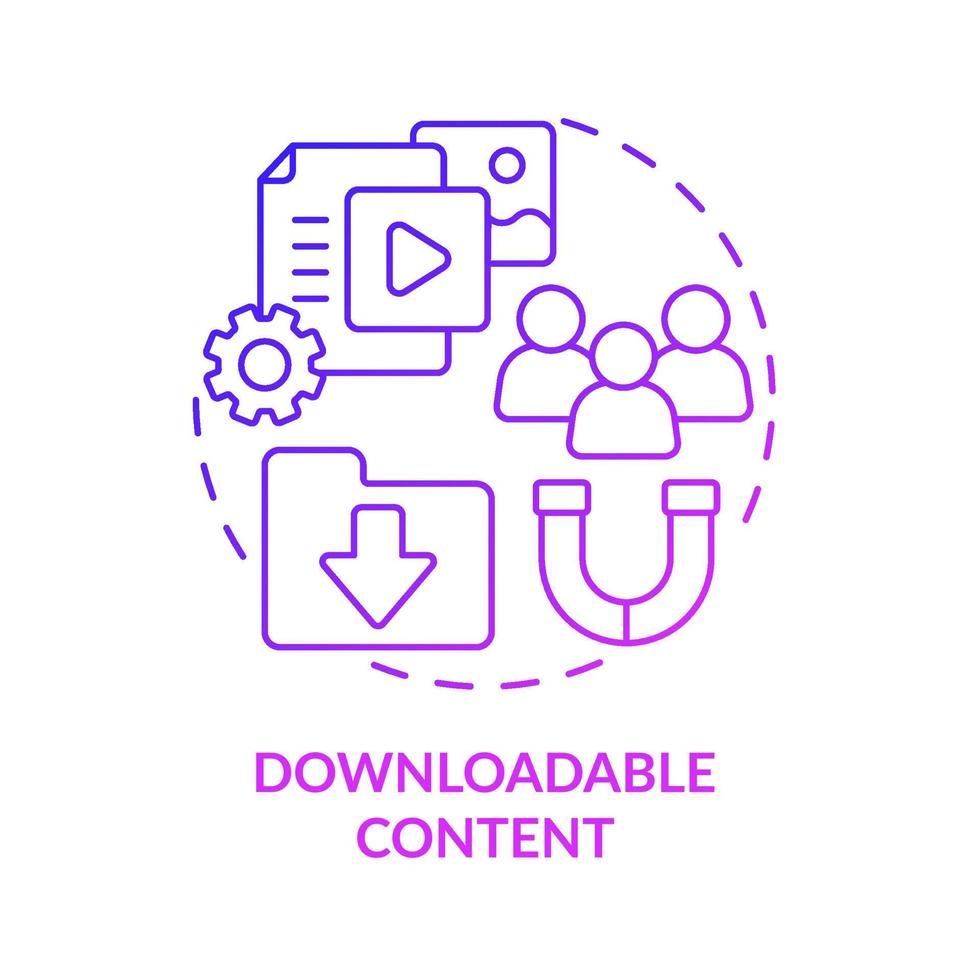 Downloadable purple gradient content concept icon. Leads generating. Marketing abstract idea thin line illustration. Isolated outline drawing. vector