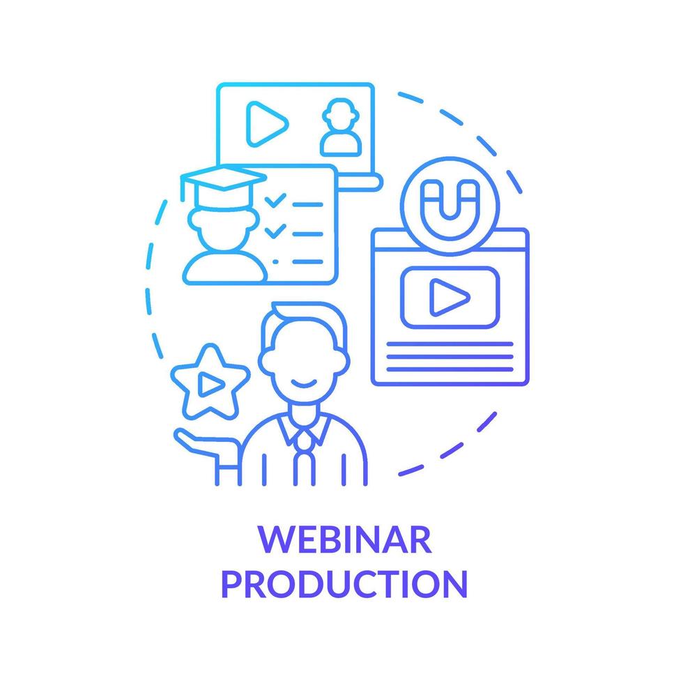 Webinar production blue gradient concept icon. Digital marketing strategy providing abstract idea thin line illustration. Isolated outline drawing. vector