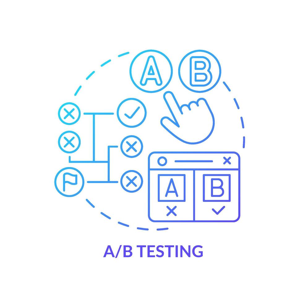 AB testing blue gradient concept icon. Customer experience research. Digital marketing abstract idea thin line illustration. Isolated outline drawing. vector