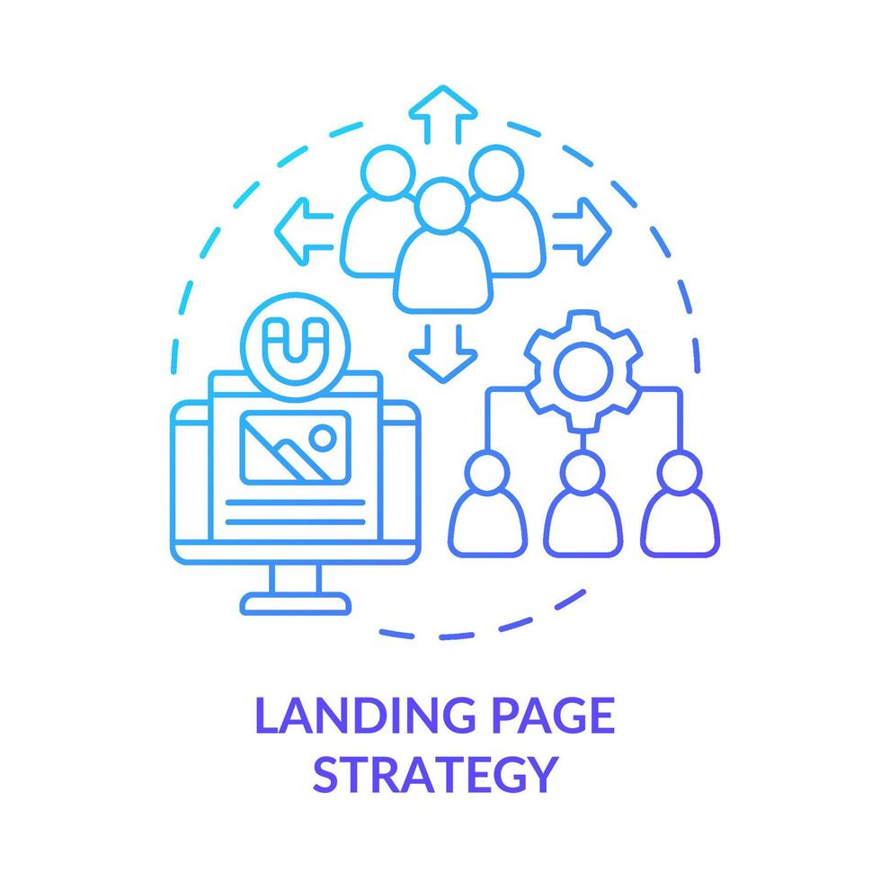 Landing page strategy blue gradient concept icon. Digital marketing providing abstract idea thin line illustration. Isolated outline drawing. vector