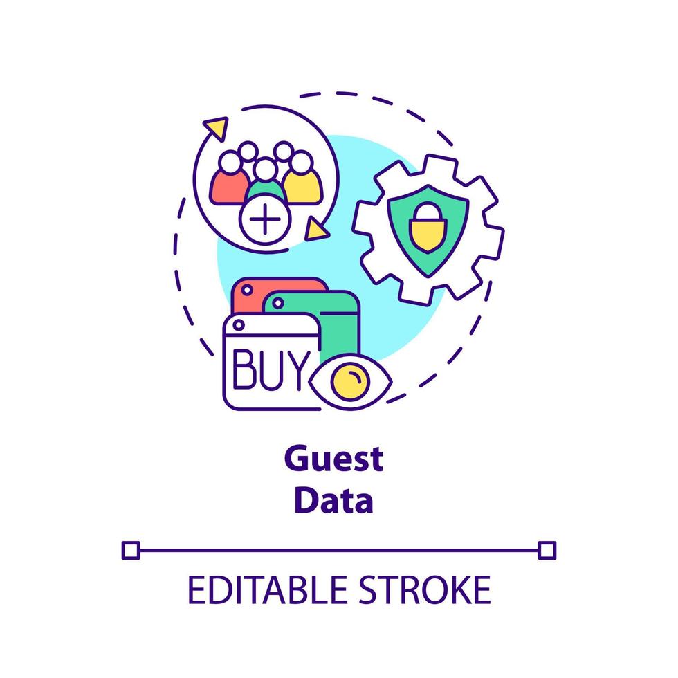 Guest data concept icon. Property management systems in hotels abstract idea thin line illustration. Isolated outline drawing. Editable stroke. vector