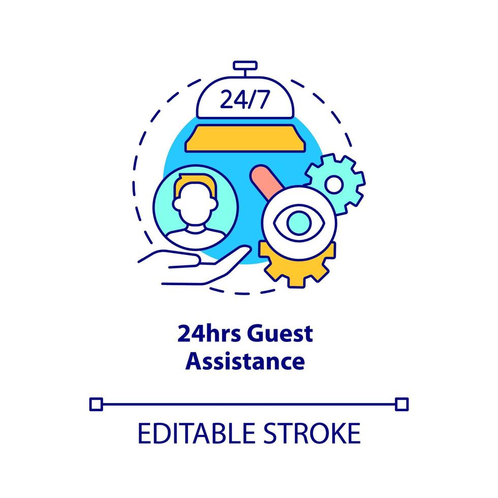 Constant guest assistance concept icon. Property management in hotels abstract idea thin line illustration. Isolated outline drawing. Editable stroke. vector