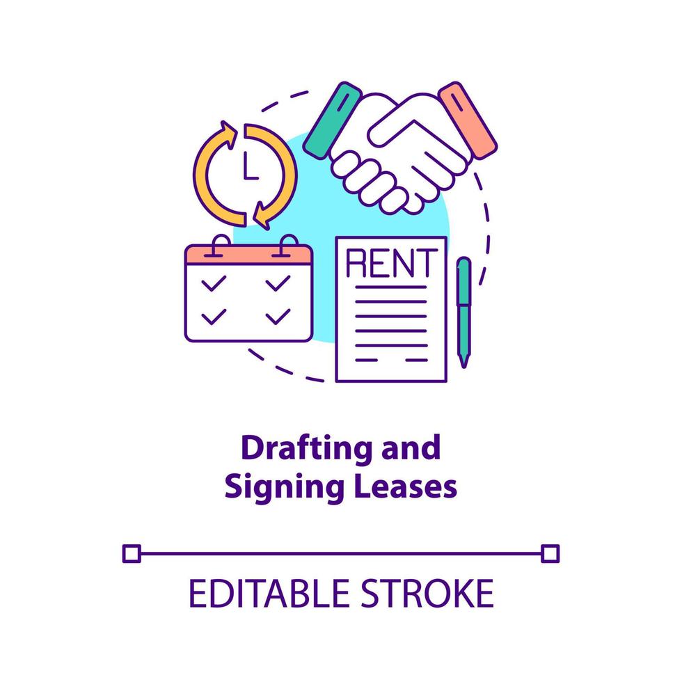 Drafting and signing leases concept icon. Tenant and landlord agreement abstract idea thin line illustration. Isolated outline drawing. Editable stroke. vector