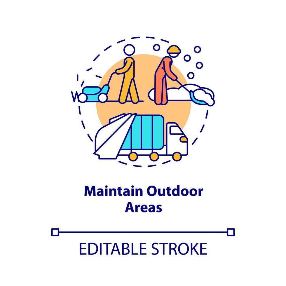 Maintain outdoor areas concept icon. Housekeeping service for tenants abstract idea thin line illustration. Isolated outline drawing. Editable stroke. vector