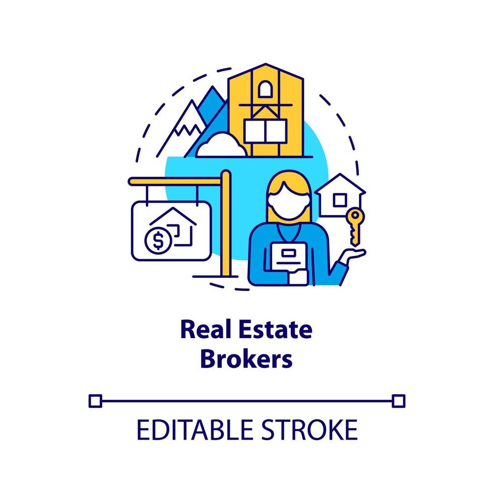 Real estate brokers concept icon. Property manager customers abstract idea thin line illustration. Isolated outline drawing. Editable stroke. vector