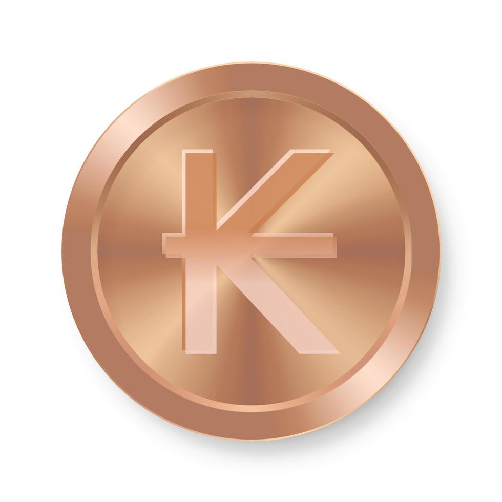 Bronze coin of Kip Concept of internet web currency vector