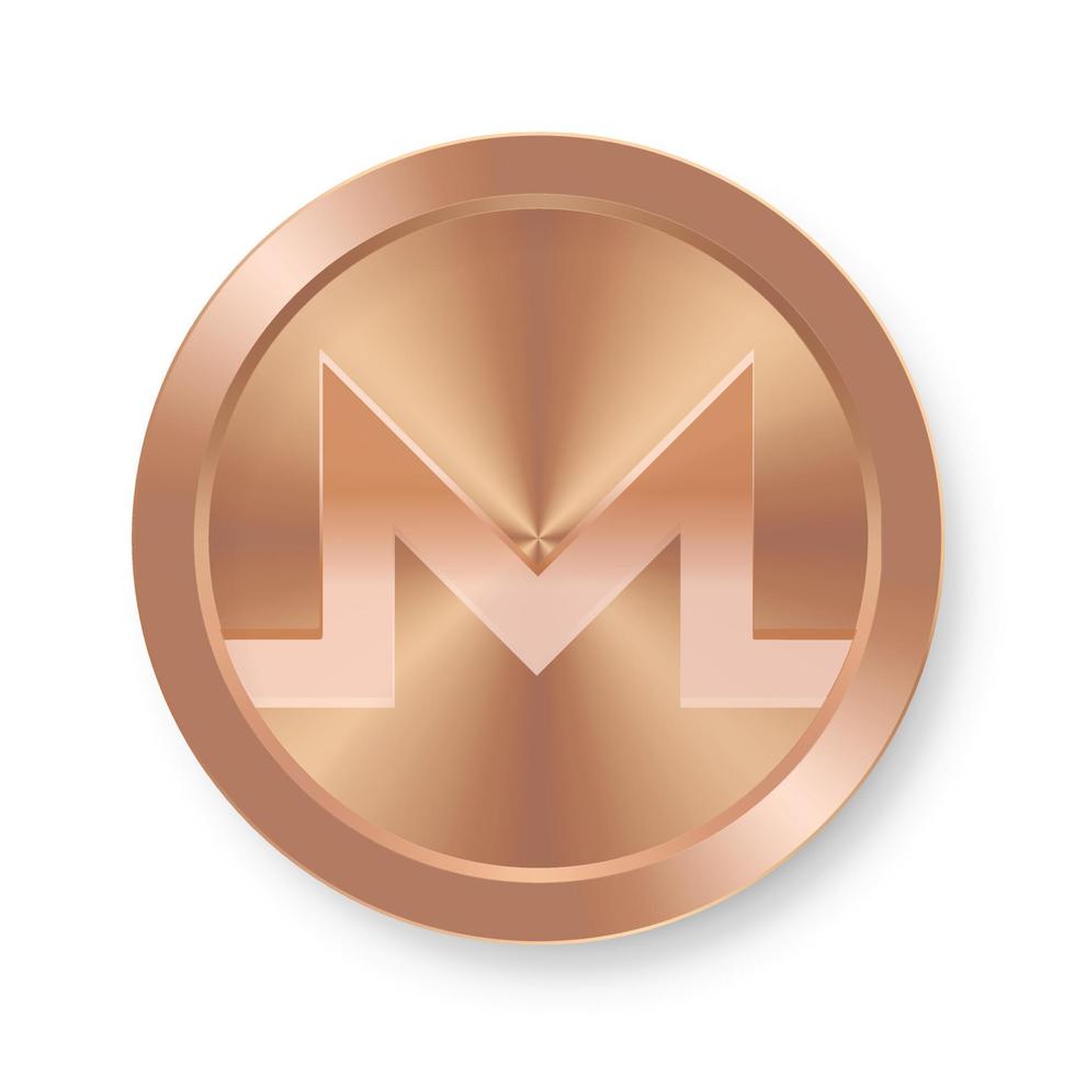 Bronze Monero coin Concept of internet web cryptocurrency vector