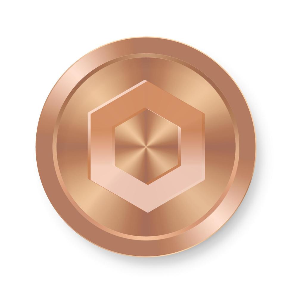 Bronze coin of Chainlink Concept of internet web cryptocurrency vector