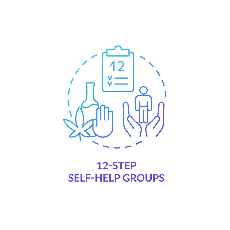 Twelve step self help groups blue gradient concept icon. Recovery from drugs and alcohol abstract idea thin line illustration. Isolated outline drawing vector