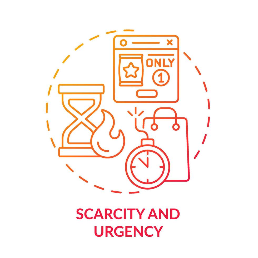 Scarcity and urgency red gradient concept icon. Hot time limited offer. Digital marketing abstract idea thin line illustration. Isolated outline drawing. vector