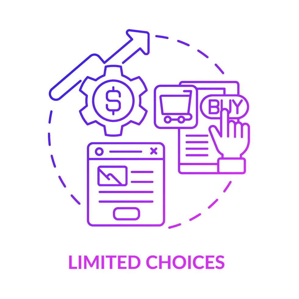 Limited choices purple gradient concept icon. Digital marketing. Landing page set abstract idea thin line illustration. Isolated outline drawing. vector