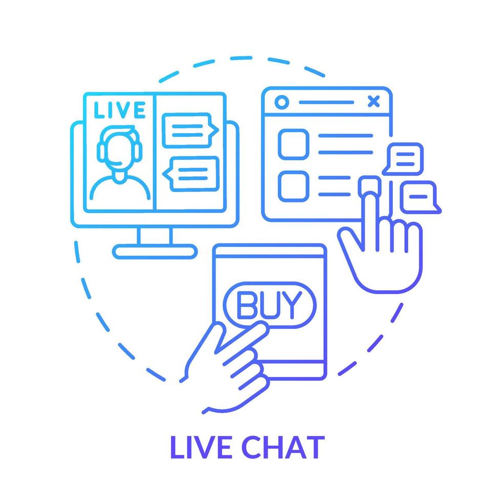 Live chat blue gradient concept icon. Customer support service. Digital marketing strategy abstract idea thin line illustration. Isolated outline drawing. vector