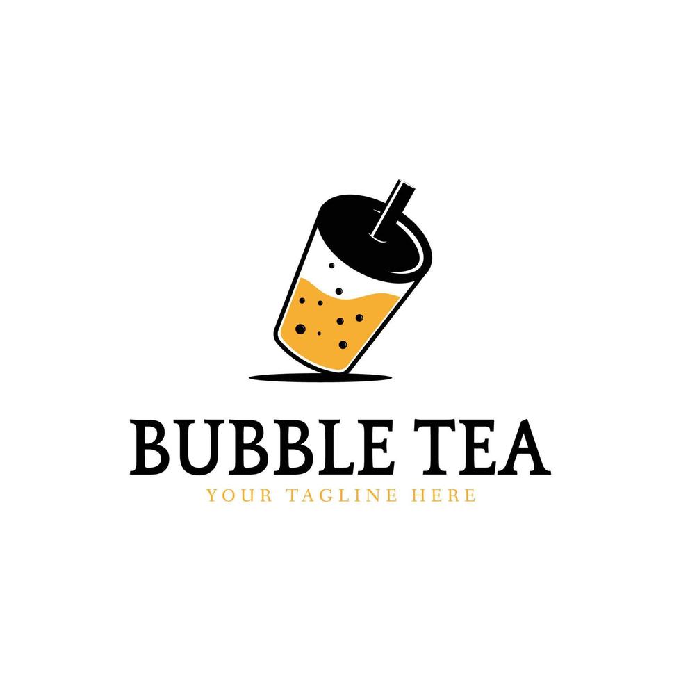 Bubble Drink Tea Logo. Good for Boba Milk Shake, thai tea, pearl, fresh fruit juice sweet beverage. Vector art Illustration