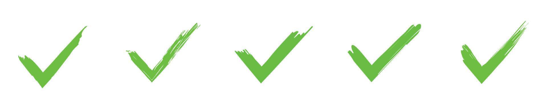 set of paintbrush green check mark icon. Tick symbol in green color vector