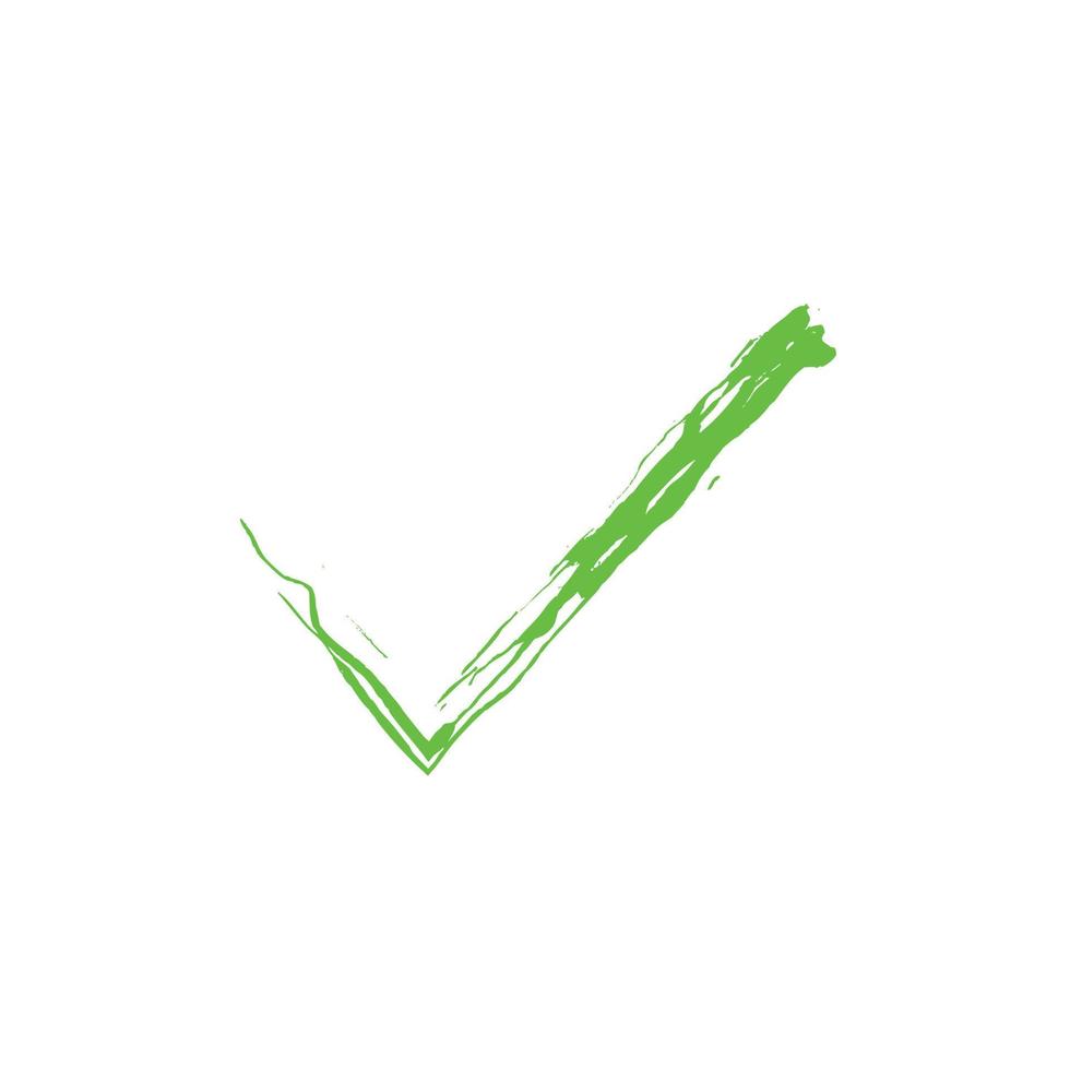 hand-drawn green checkmark icon. Tick symbol in green color vector