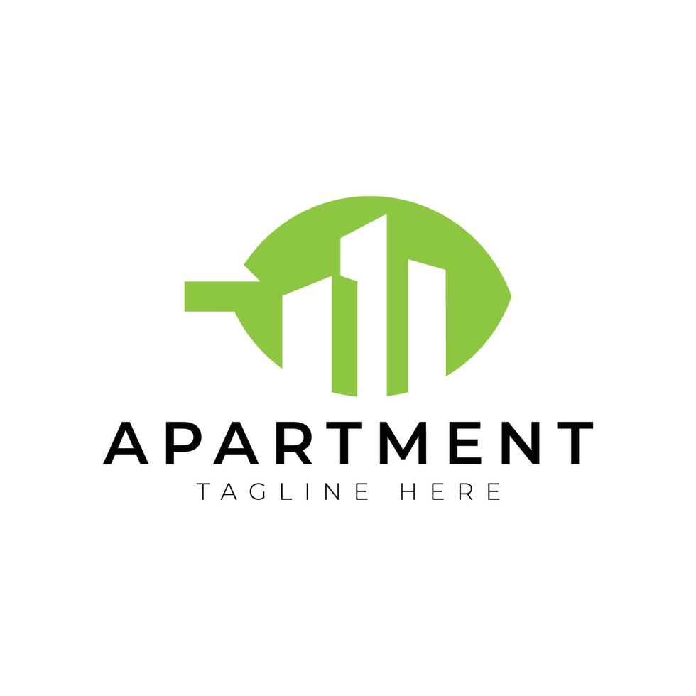 vector de diseño de logotipo de apartamento de naturaleza. bueno para bienes raíces, construcción, apartamento, edificio, casa y arquitectura