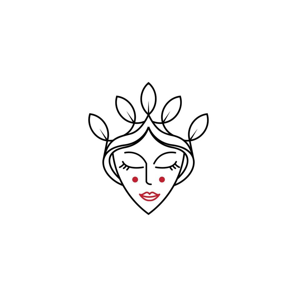 Beautiful woman's face Line art logo design template. Hair, girl , symbol. Abstract design concept for beauty salon, massage, magazine, cosmetic and spa. Premium vector icon.