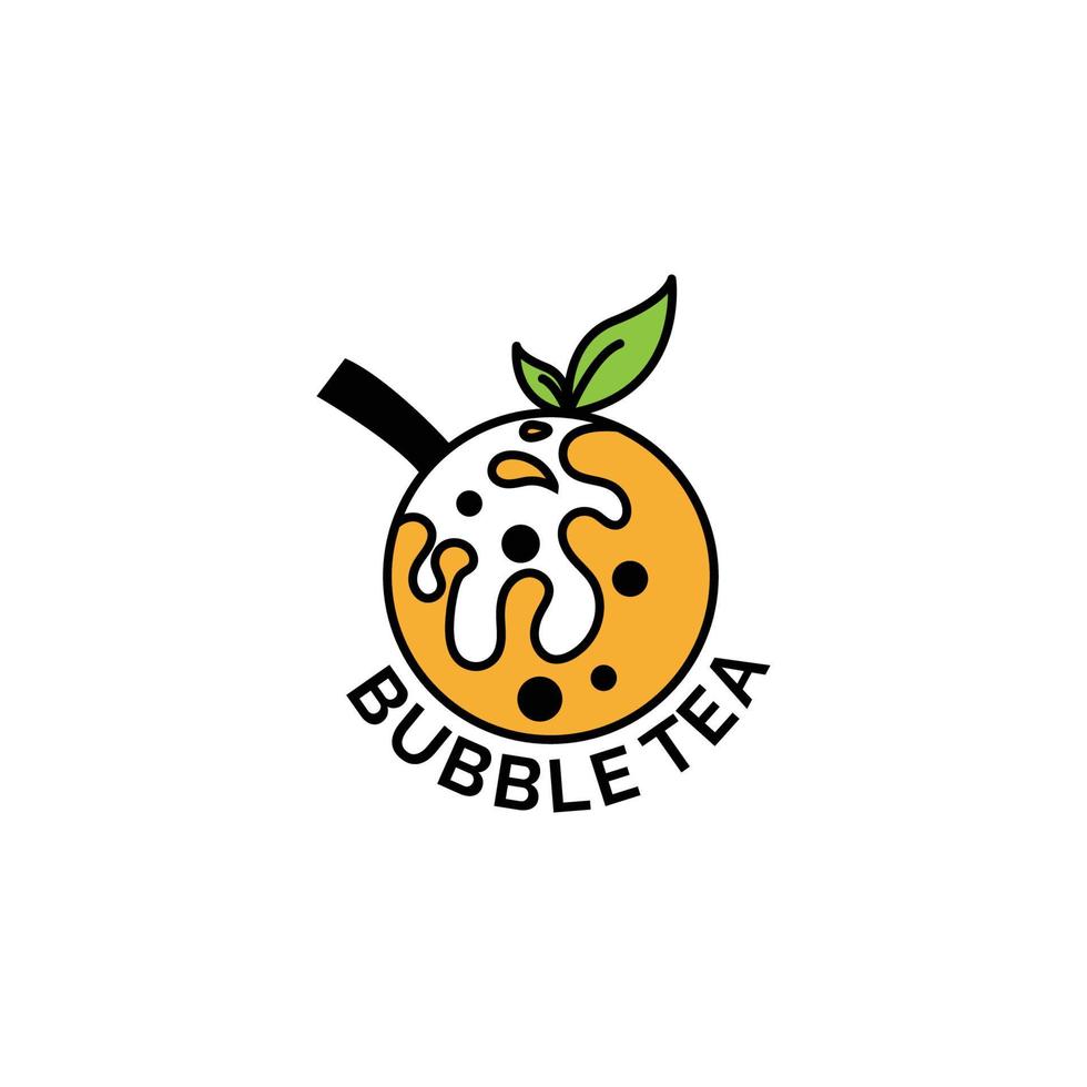 Bubble Drink Tea Logo. Good for Boba Milk Shake, thai tea, pearl, fresh fruit juice sweet beverage. Vector art Illustration