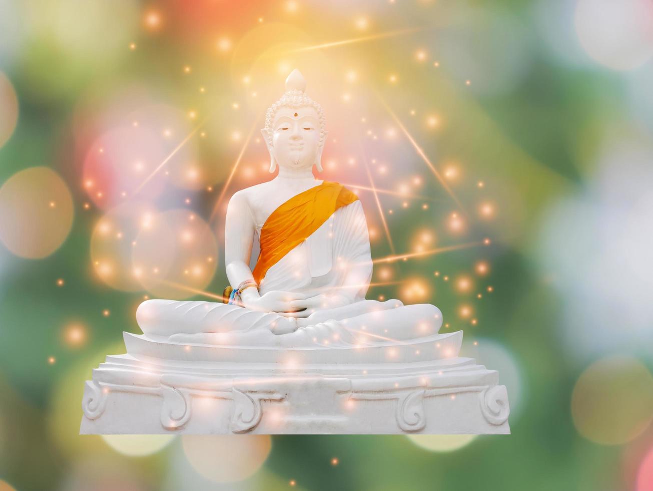 white buddha on natural blur background photo