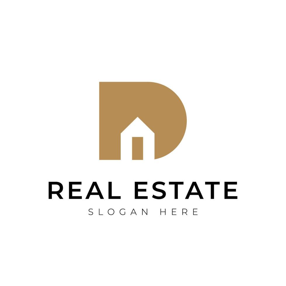 Letter D Real Estate Logo Design Vector. Good for Real Estate, Construction, Apartment, Building, House and Architecture. vector