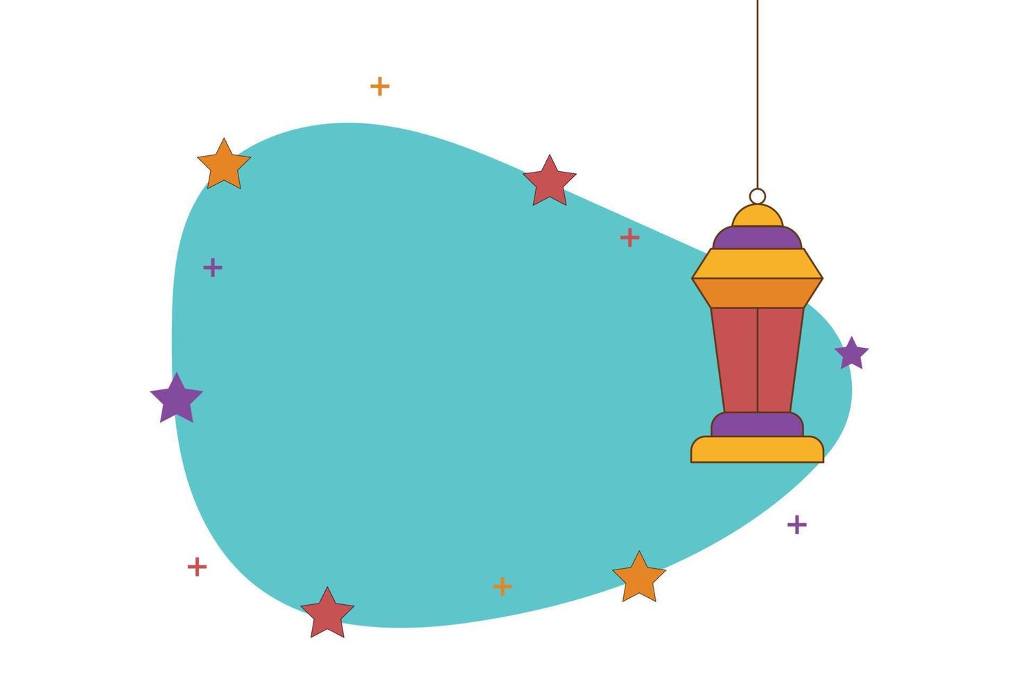 diseño de saludo ramadan kareem islámico con linterna, estrella y luna. ilustración de arte vectorial vector