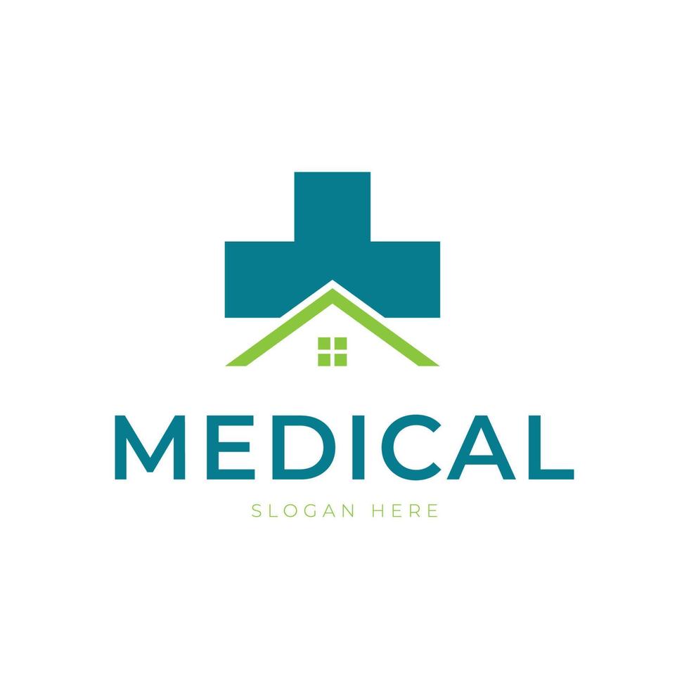 Health Medical Logo template vector illustration design with house and medical icon.