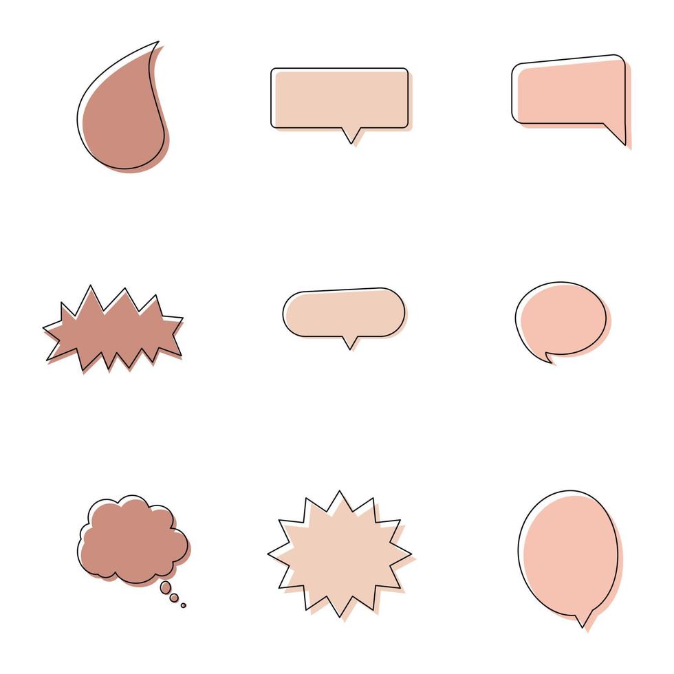 modern set of speech bubble frames for comic text isolated white background. Empty outline bubble for speech text. Dialog empty cloud, cartoon box. vector