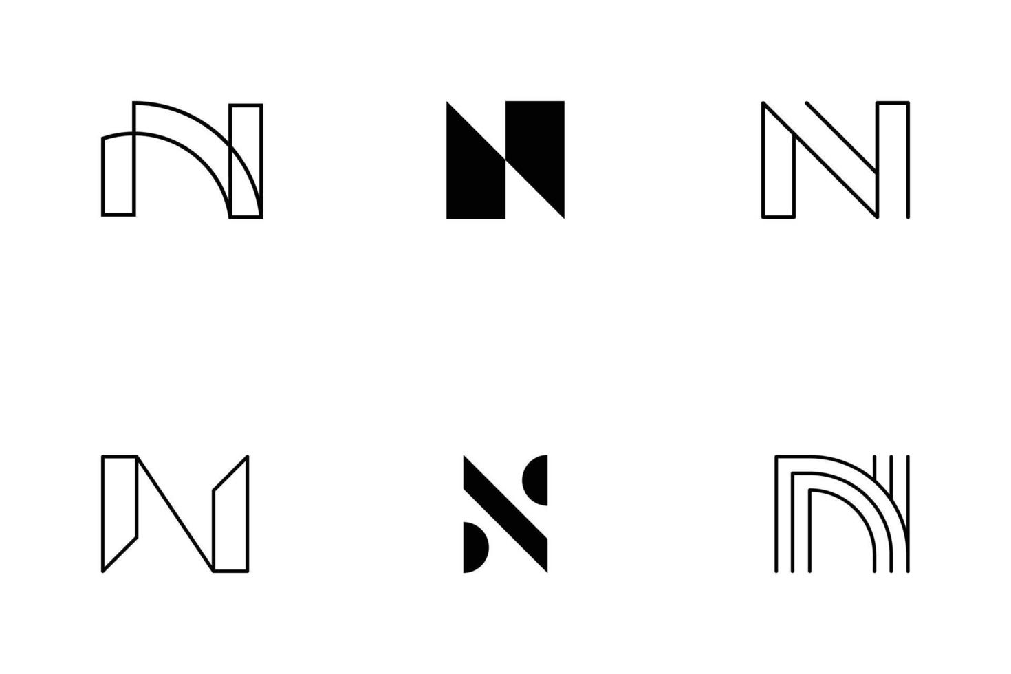 set of monogram letter n logo vector design