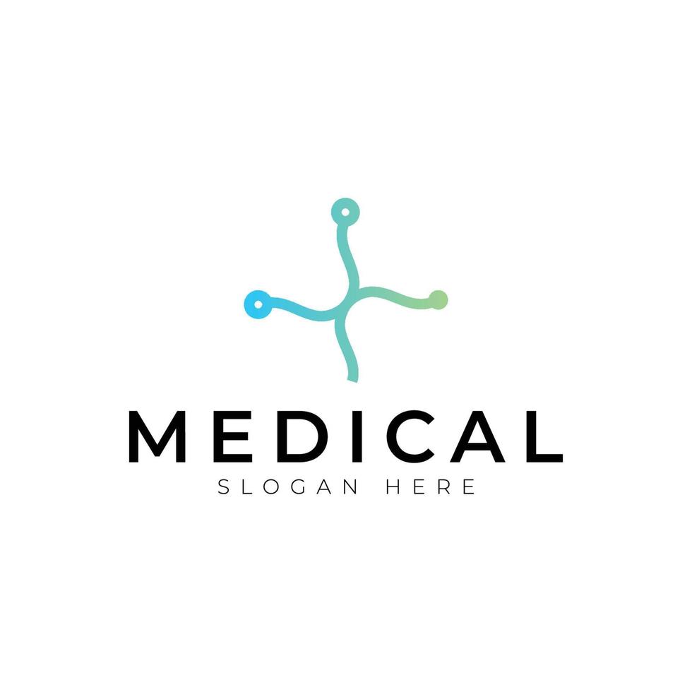 diseño de ilustración vectorial de plantilla de logotipo médico de salud moderna con icono de estetoscopio. vector