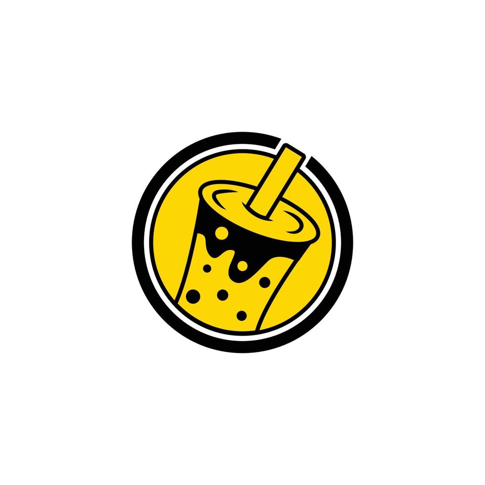 Bubble Drink Tea Logo. Good for Boba Milk Shake, thai tea, pearl, fresh fruit juice sweet beverage. Vector art Illustration