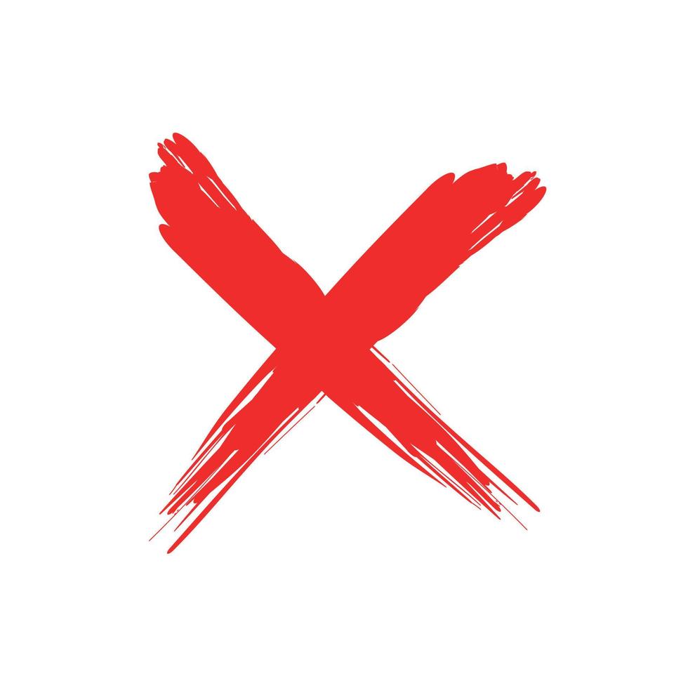 paint brush red cross on white background vector