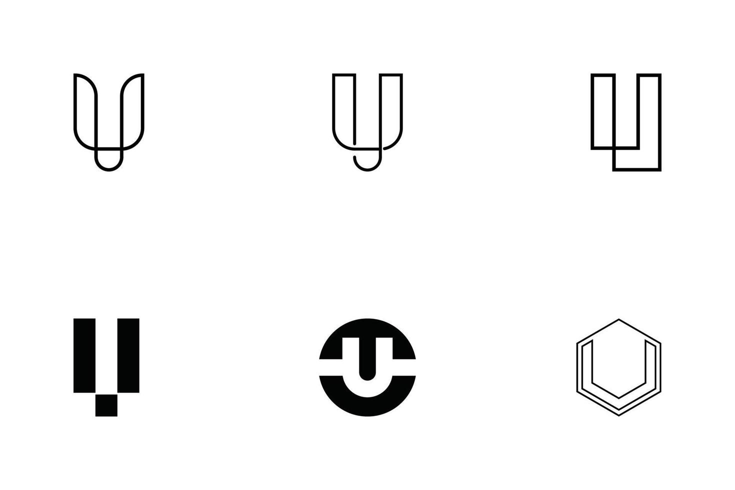 set of monogram letter u logo vector design