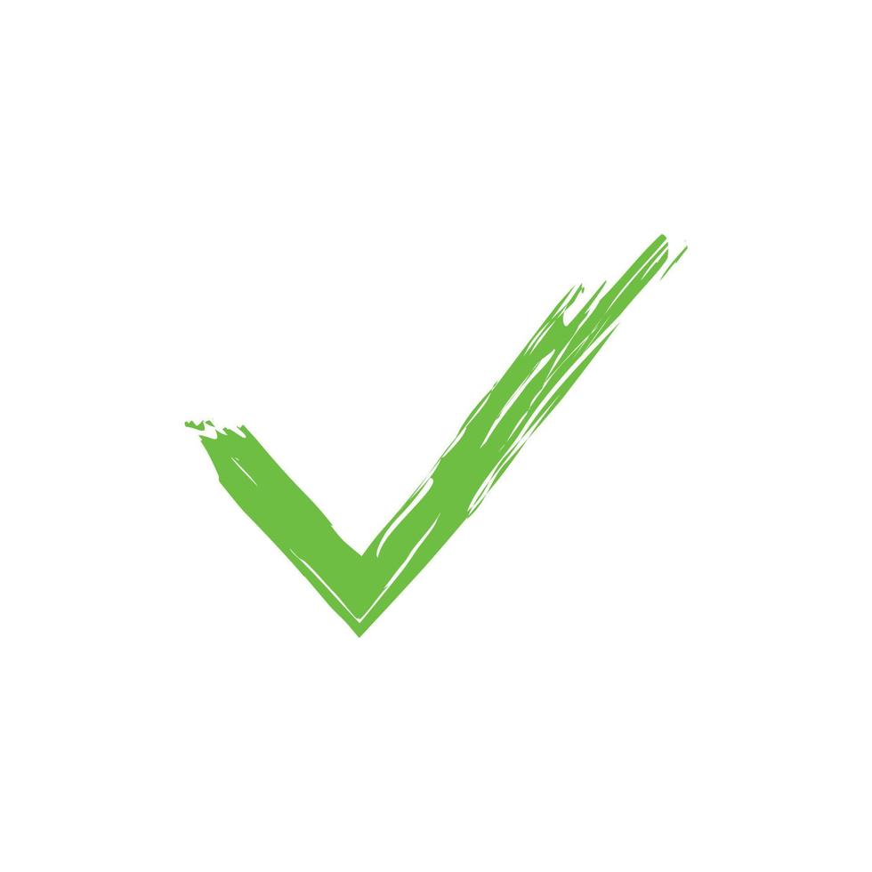 icono de marca de verificación verde pincel. símbolo de marca en vector de color verde