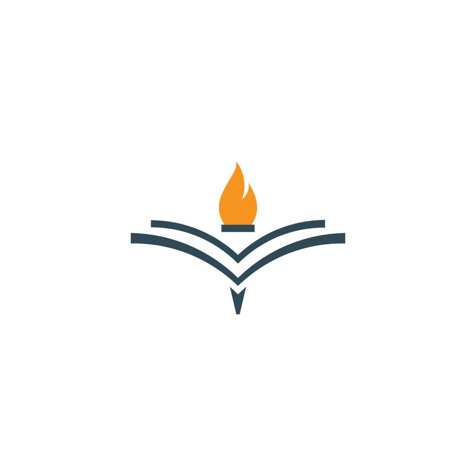 education logo icon design with book and fire. vector art illustration