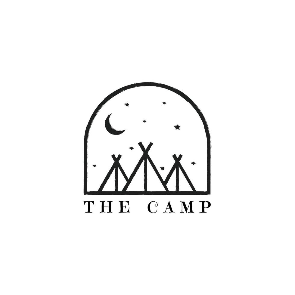 logotipo de camping y aventura al aire libre. el emblema de los exploradores de cachorros. bueno para el senderismo. ilustración de arte vectorial vector