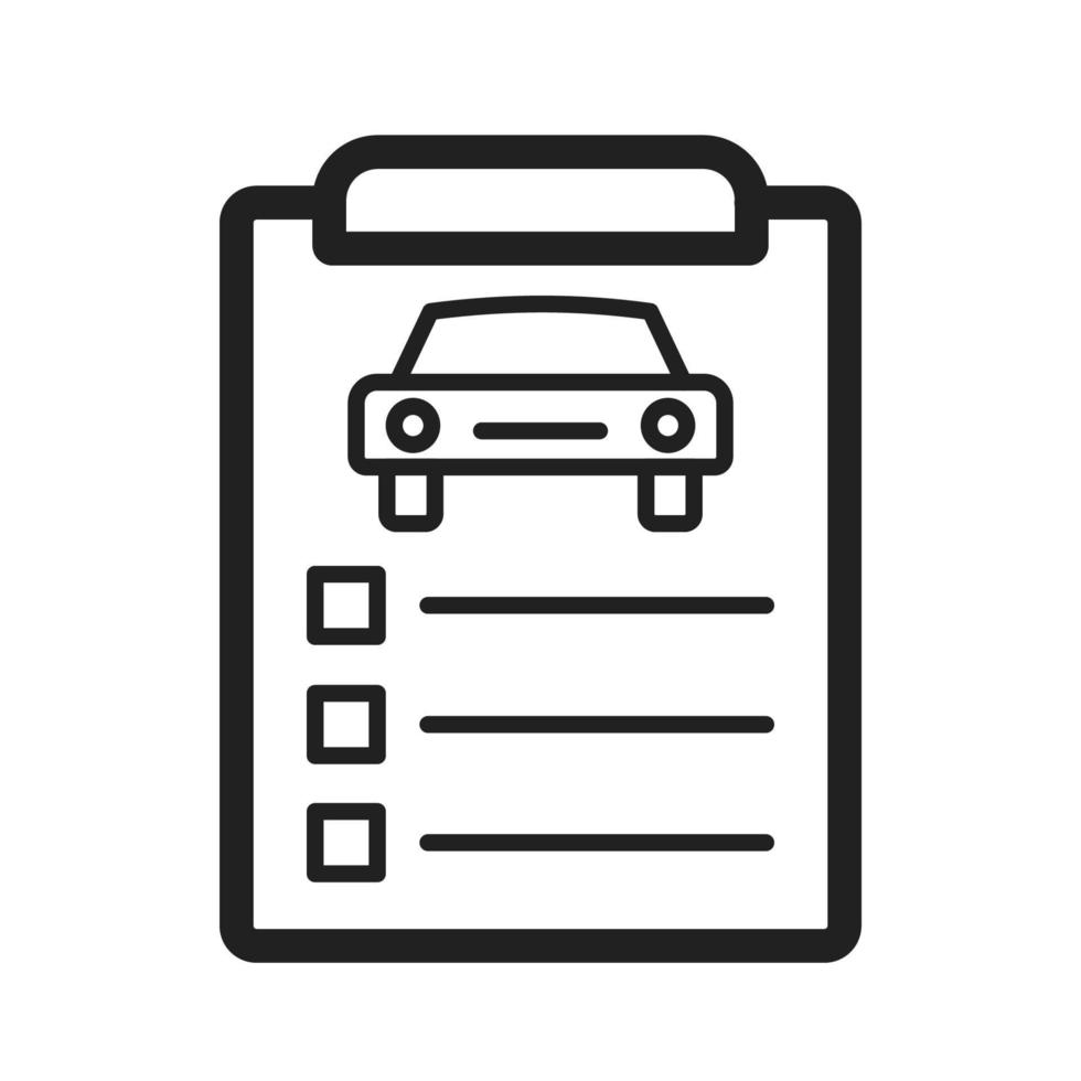 icono de línea de lista de verificación de artículos de automóvil vector