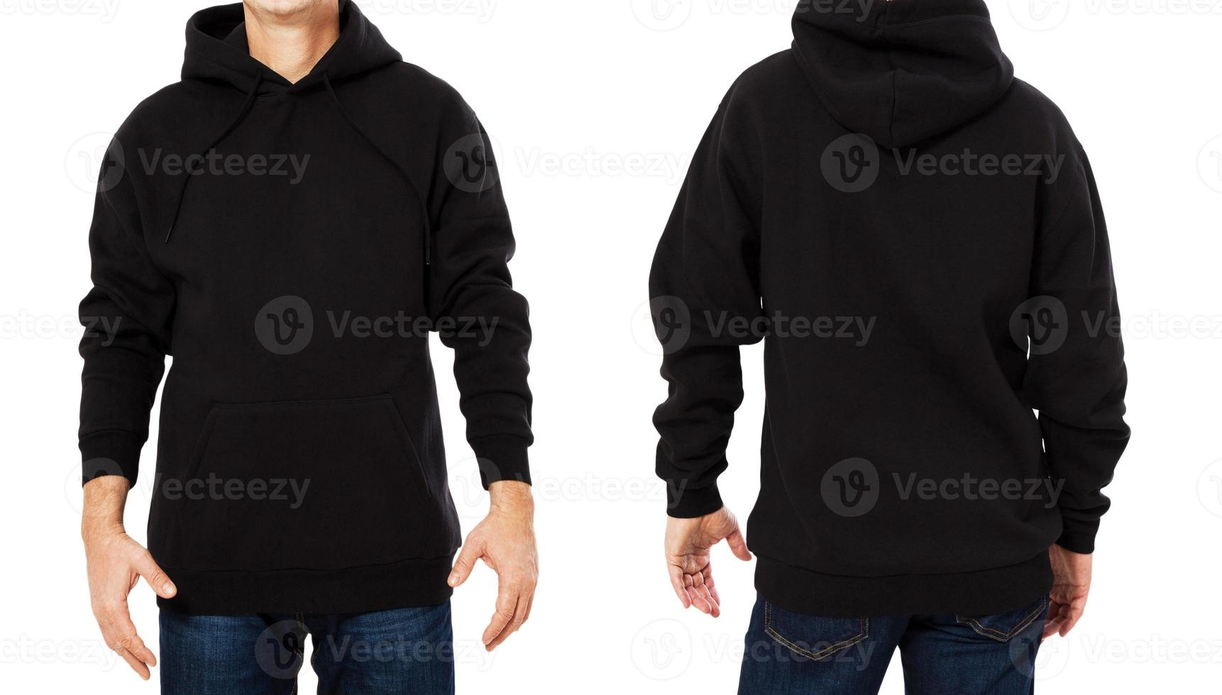 Hoodie set mock up - front and back view, black hoodie isolated 7625405 ...