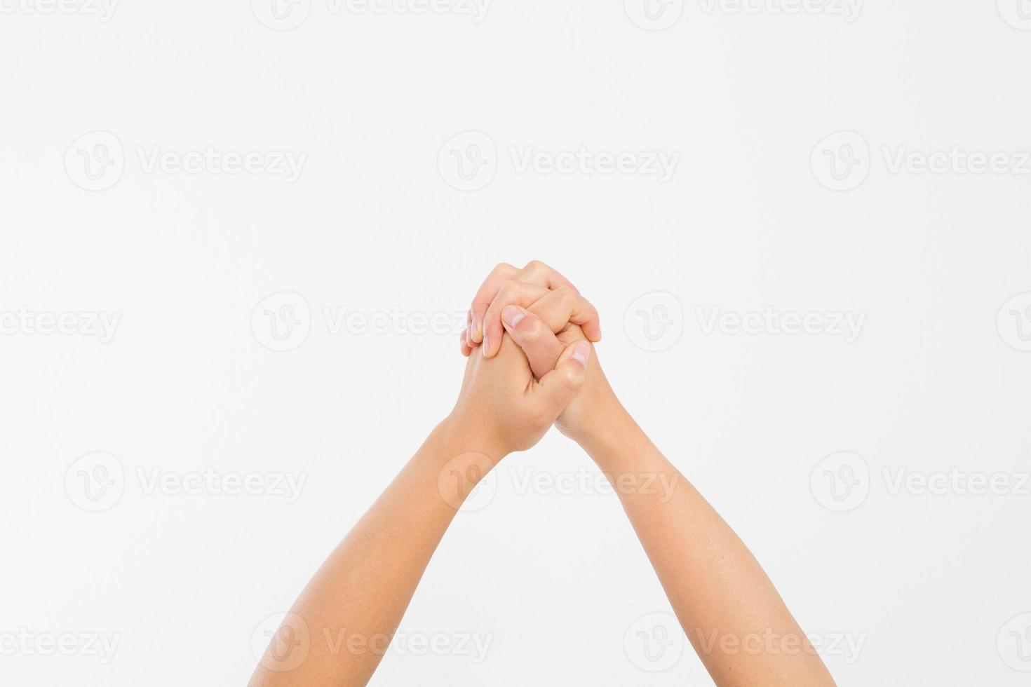 success hand isolated on white background. Copy space. photo