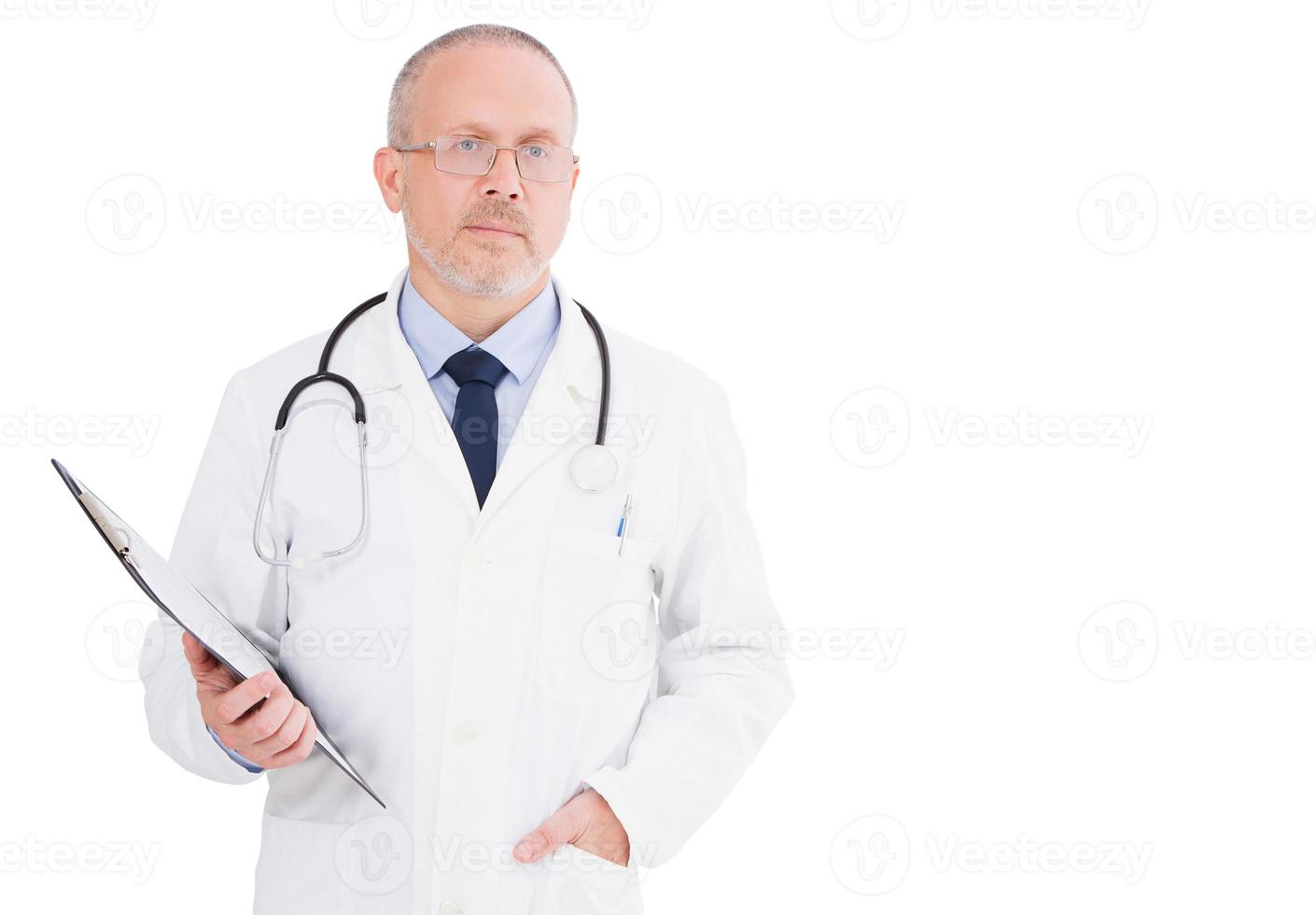 male doctor isolated on white background,copy space photo