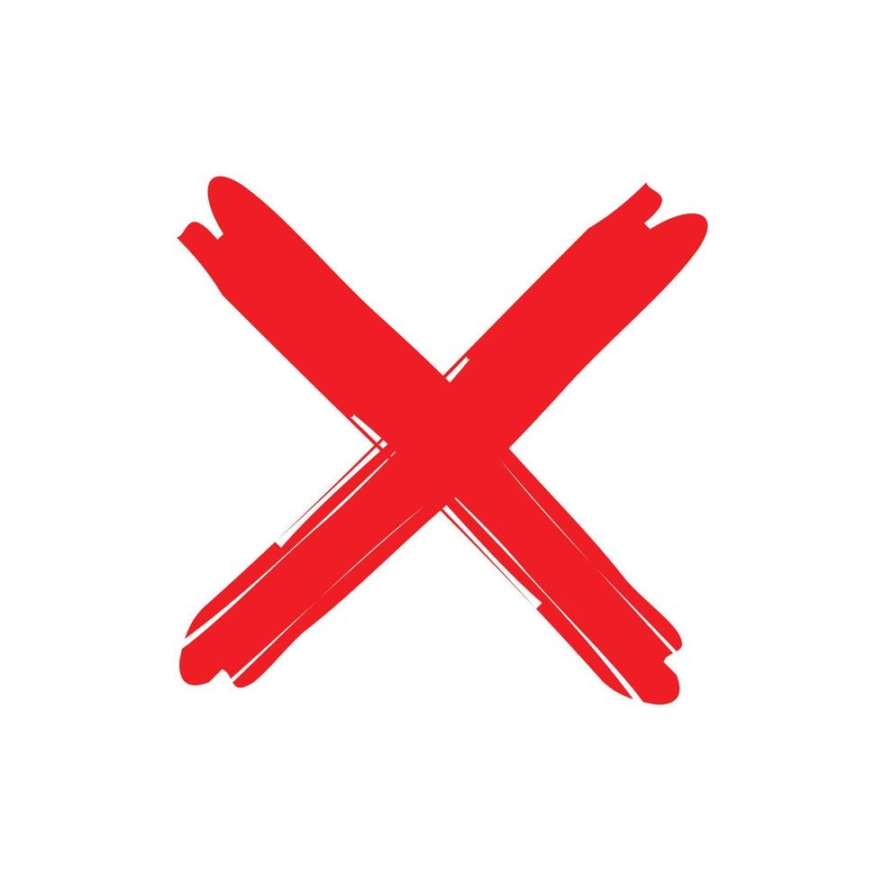 paint brush red cross on white background vector