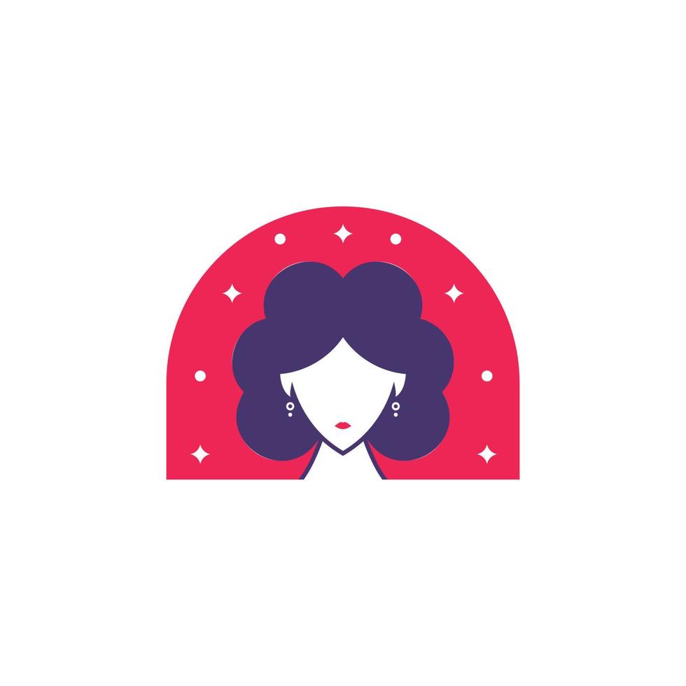 plantilla de diseño de logotipo de cara de mujer hermosa. cabello, símbolo de niña. concepto de diseño abstracto para salón de belleza, masaje, revista, cosmética y spa. icono de vector premium.