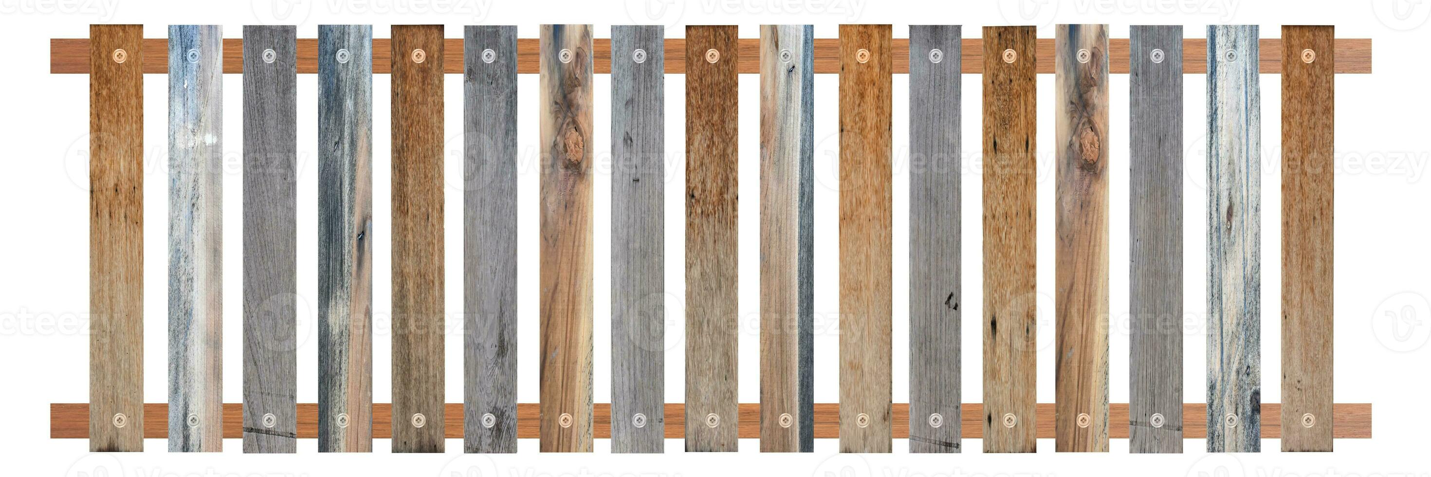 Wooden fence isolated on white background. Object with clipping path. photo
