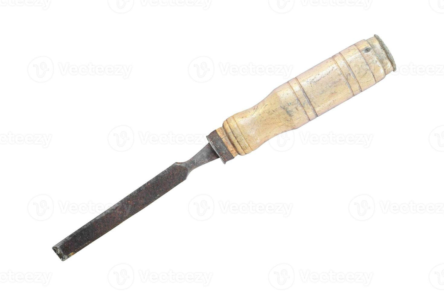 Old rusty chisel isolated on white background, object with clipping path. photo